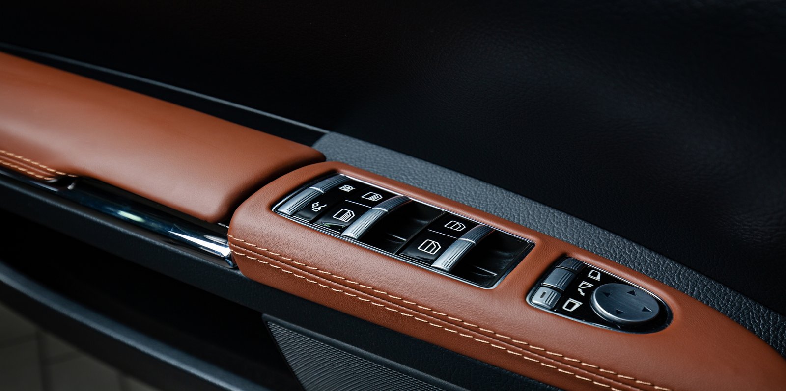 Door Panel Wrap in Brown color Napa leather