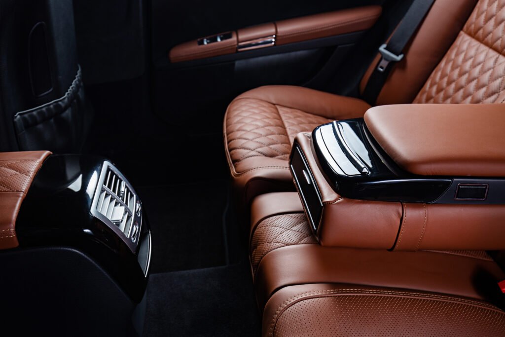 car seat covers and interior in brown color