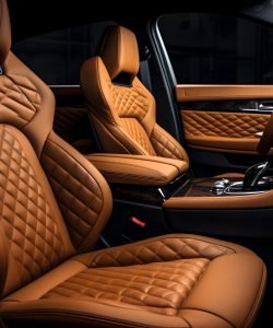 Luxury car interior with leather